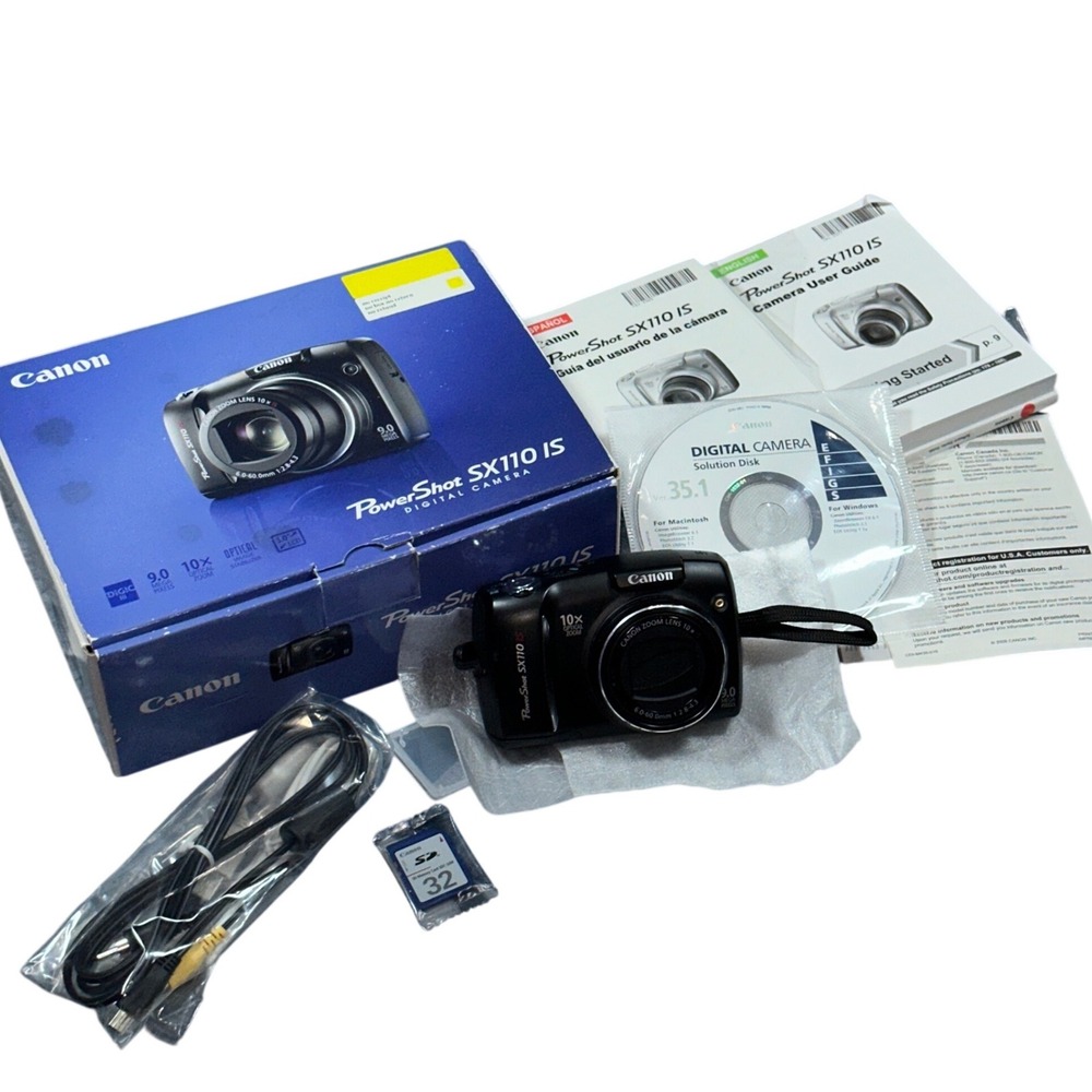 Canon PowerShot SX110 IS 9.0MP Digital Camera 10x Optical Zoom Black with Box